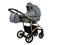 Babylux Largo Grey Flex | 3v1 Kombinirani Voziček kompleti | Otroški voziček + Carrycot + Avtosedežem