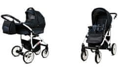 Babylux Largo Black Grey | 2v1 Kombinirani Voziček kompleti | Otroški voziček + Carrycot
