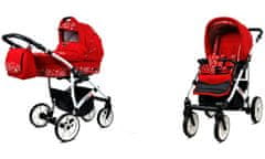 Babylux Largo Red Flowers | 2v1 Kombinirani Voziček kompleti | Otroški voziček + Carrycot