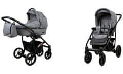 Babylux Largo Grey Flex | 2v1 Kombinirani Voziček kompleti | Otroški voziček + Carrycot