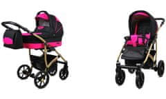 Babylux Largo Black Magenta | 2v1 Kombinirani Voziček kompleti | Otroški voziček + Carrycot