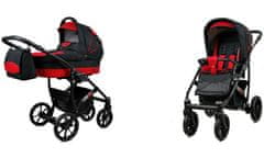Babylux Largo Black Red | 2v1 Kombinirani Voziček kompleti | Otroški voziček + Carrycot