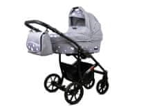 Babylux Largo Silver Hearts | 2v1 Kombinirani Voziček kompleti | Otroški voziček + Carrycot
