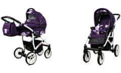 Babylux Largo Violet Flowers | 2v1 Kombinirani Voziček kompleti | Otroški voziček + Carrycot
