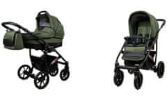 Babylux Largo Olive Black | 2v1 Kombinirani Voziček kompleti | Otroški voziček + Carrycot
