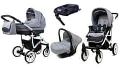 Babylux Largo Silver | 4v1 Kombinirani Voziček kompleti | Otroški voziček + Carrycot + Avtosedežem + ISOFIX