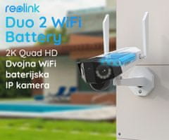 Reolink Duo 2 WiFi Battery IP kamera, 4K UHD, IR, IP66, LED reflektorji