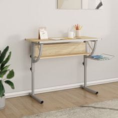 Vidaxl Delovna miza sonoma hrast siva 110x53x(58-87) cm inž. les jeklo