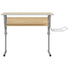 Vidaxl Delovna miza sonoma hrast siva 110x53x(58-87) cm inž. les jeklo