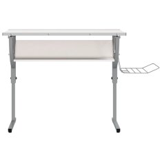 Vidaxl Delovna miza bela in siva 110x53x(58-87) cm inžen. les in jeklo