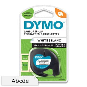Dymo Originalni trakovi za izdelovalce etiket LetraTag, 12 mm x 4 m - bela plastika