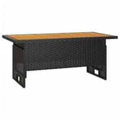 Greatstore Vrtna miza črna 100x50x43/63 cm trden akacijev les & poli ratan