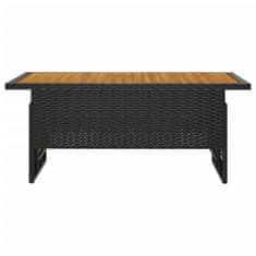 Vidaxl Vrtna miza črna 100x50x43/63 cm trden akacijev les & poli ratan