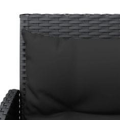 Greatstore Sedežna garnitura L oblike 2-delna z blazinami črn poli ratan