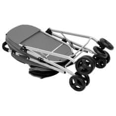 shumee Zložljiv pasji voziček 2-slojni siv 80x46x98 cm Oxford blago
