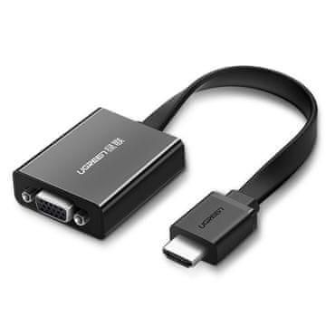 Ugreen HDMI-VGA adapter, mikro USB AUX avdio 3,5 mm mini priključek, črn
