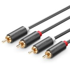 Ugreen Stereo avdio video kabel 2 RCA 2x Cinch 5 m siv