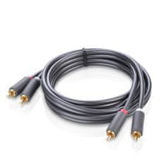 Ugreen Stereo avdio video kabel 2 RCA 2x Cinch 5 m siv