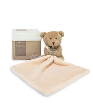 DouDou ET Compagnie Doudou Darilni set - medvedek z ropotuljico 10 cm