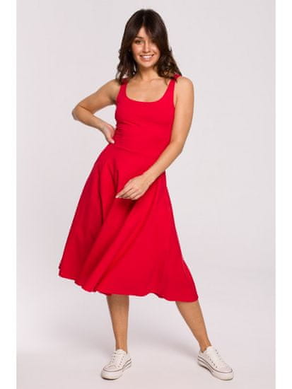 BeWear Ženska midi obleka Zoltosteon B218 rdeča