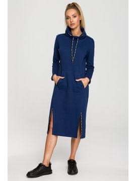 Made of Emotion Ženska pulover obleka Hime M688 tmavo modrá