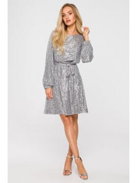 Made of Emotion Ženska mini obleka Riohn M715 srebrna