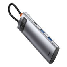 BASEUS Večfunkcijski USB HUB 7v1 tip C HDMI čitalnik kartic TF PD siv