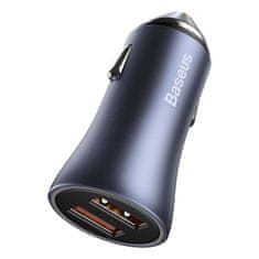 BASEUS Hitri avtomobilski polnilnik 2x USB 40W QC SCP FCP AFC + kabel USB-C siv