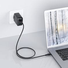 AceFast 2v1 Mrežni polnilnik 2x USB-C USB 65W + kabel USB-C črn
