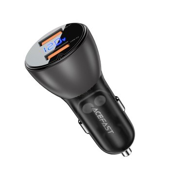 slomart acefast avtomobilski polnilec 45w 2x usb, qc3.0, afc, fcp, scp črn (b7 black)