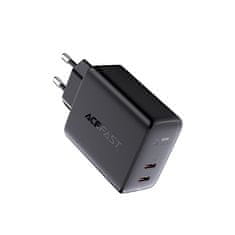 AceFast Mrežni polnilnik 2x USB-C 40 W PPS PD QC 3.0 AFC FCP črn