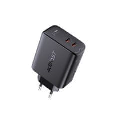 AceFast Mrežni polnilnik 2x USB-C 40 W PPS PD QC 3.0 AFC FCP črn