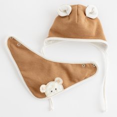 NEW BABY Spomladanska otroška kapa z vratnim šalom Sebastian rjava - 86 (12-18m)