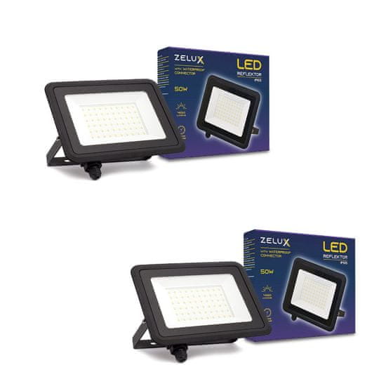 ZELUX 2x LED reflektor 50W 4250lm 4000K IP65 z vododtesnim konektorjem