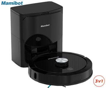 Mamibot EXVAC900S robotski sesalnik s postajo, 3v1 hibrid, 4000Pa, LDS 5.0, WiFi, CRAFT Y postaja, črn