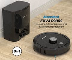 Mamibot EXVAC900S robotski sesalnik s postajo, 3v1 hibrid, 4000Pa, LDS 5.0, WiFi, CRAFT Y postaja, črn