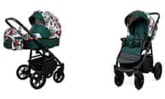 Babylux Color Lux Chili Flowers | 2v1 Kombinirani Voziček kompleti | Otroški voziček + Carrycot