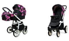 Babylux Color Lux Bouquets Peony On Black | 2v1 Kombinirani Voziček kompleti | Otroški voziček + Carrycot
