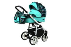 Babylux Color Lux Green Garden | 2v1 Kombinirani Voziček kompleti | Otroški voziček + Carrycot