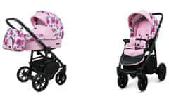 Babylux Color Lux Bouquets Peony On White | 2v1 Kombinirani Voziček kompleti | Otroški voziček + Carrycot