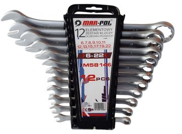 MAR-POL Viličasti ključi 12 kosov 6-22 mm CrV, sponka M58146