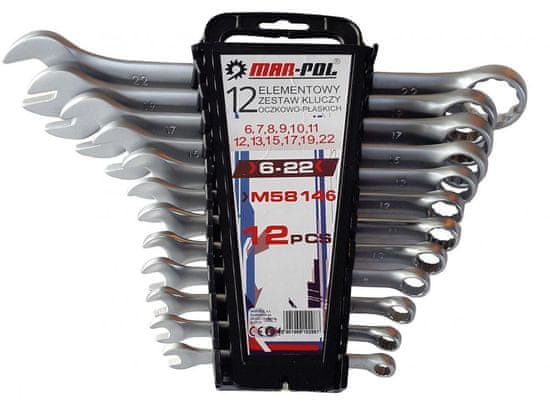 MAR-POL Viličasti ključi 12 kosov 6-22 mm CrV, sponka M58146
