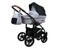 Babylux Optimal Silver Black | 3v1 Kombinirani Voziček kompleti | Otroški voziček + Carrycot + Avtosedežem