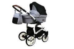 Babylux Optimal Silver Black | 3v1 Kombinirani Voziček kompleti | Otroški voziček + Carrycot + Avtosedežem
