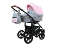 Babylux Optimal Light Pink | 4v1 Kombinirani Voziček kompleti | Otroški voziček + Carrycot + Avtosedežem + ISOFIX