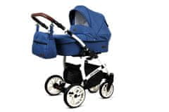 Babylux Optimal Blue Flex | 4v1 Kombinirani Voziček kompleti | Otroški voziček + Carrycot + Avtosedežem + ISOFIX