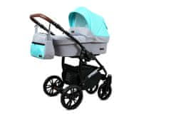 Babylux Optimal Silver Mint | 3v1 Kombinirani Voziček kompleti | Otroški voziček + Carrycot + Avtosedežem