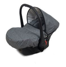 Babylux Optimal Grey Flex Black | 4v1 Kombinirani Voziček kompleti | Otroški voziček + Carrycot + Avtosedežem + ISOFIX