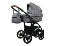 Babylux Optimal Grey Flex | 3v1 Kombinirani Voziček kompleti | Otroški voziček + Carrycot + Avtosedežem