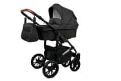 Babylux Optimal Black Flex | 4v1 Kombinirani Voziček kompleti | Otroški voziček + Carrycot + Avtosedežem + ISOFIX